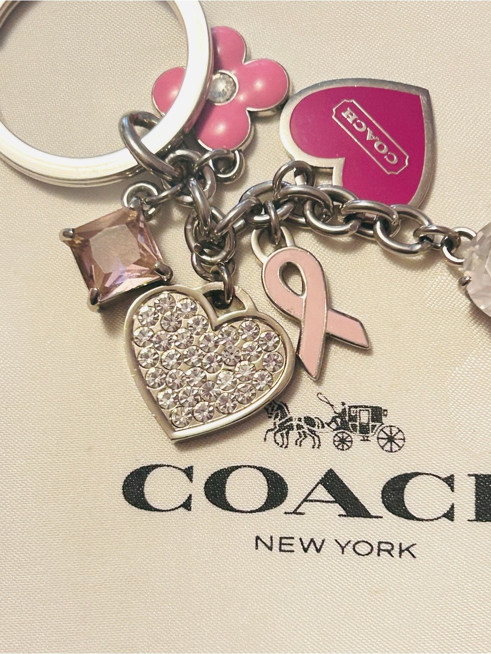 RARE Coach Y2K Heart & Cancer Awareness Keychain/ Bag Charm - Picture 7 of 14
